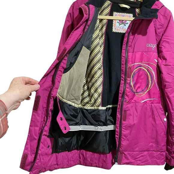 ORAGE Snowboarding ski hooded jacket girls XXL size 16 Swirls fuchsia - Picture 4 of 16